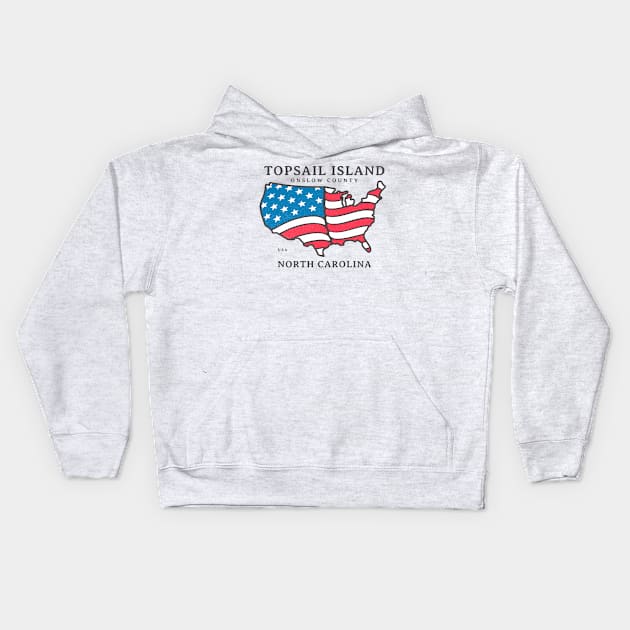 Topsail Island, NC Summer Patriotic Pride This Fourth Kids Hoodie by Contentarama